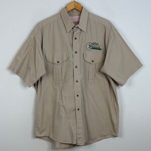 Vintage Filson Shirt Mens Large Beige Short Sleeve Utility Hunting Outdoors